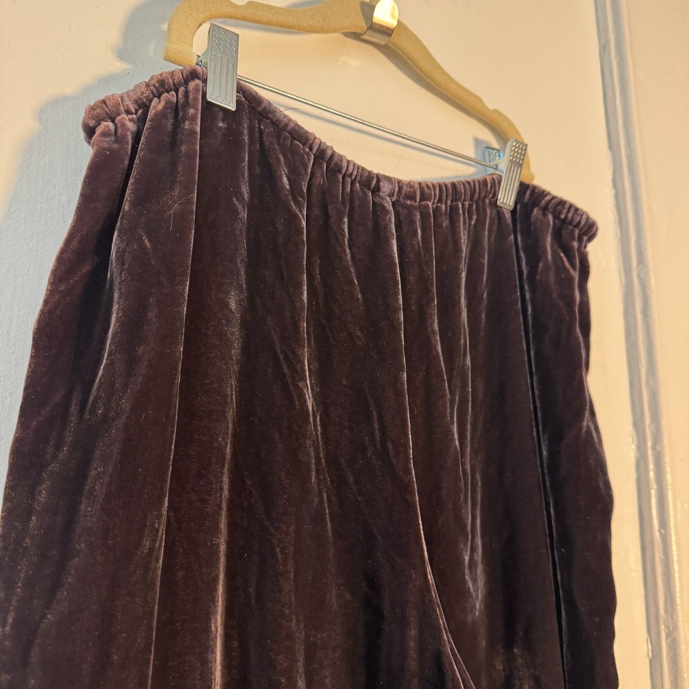 Cabi Silk Velvet Wide Leg Pants Chocolate Brown Drawstring L Quiet Luxury Comfy - Picture 7 of 10
